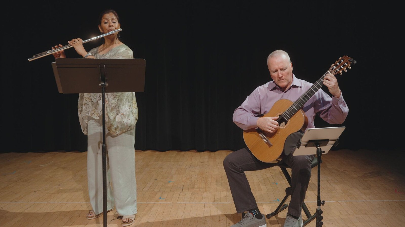 Abha Dearing on flute and Steven Dearing on classical guitar performing together